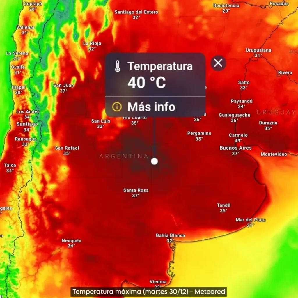 🌡#CALOR Comienza una seguidilla de días muy cálidos en el centro del país, con presencia de al